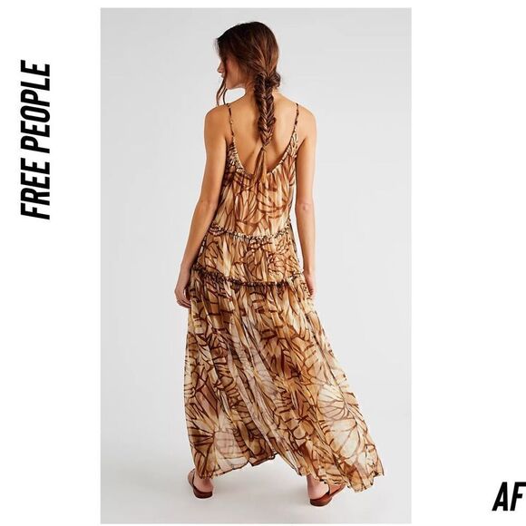 FREE PEOPLE JULIANNA MAXI DRESS IN COFFEE NEW XS - Picture 4 of 6